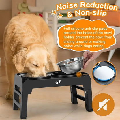 4 Height Adjustable Raised Dog Bowl Stand