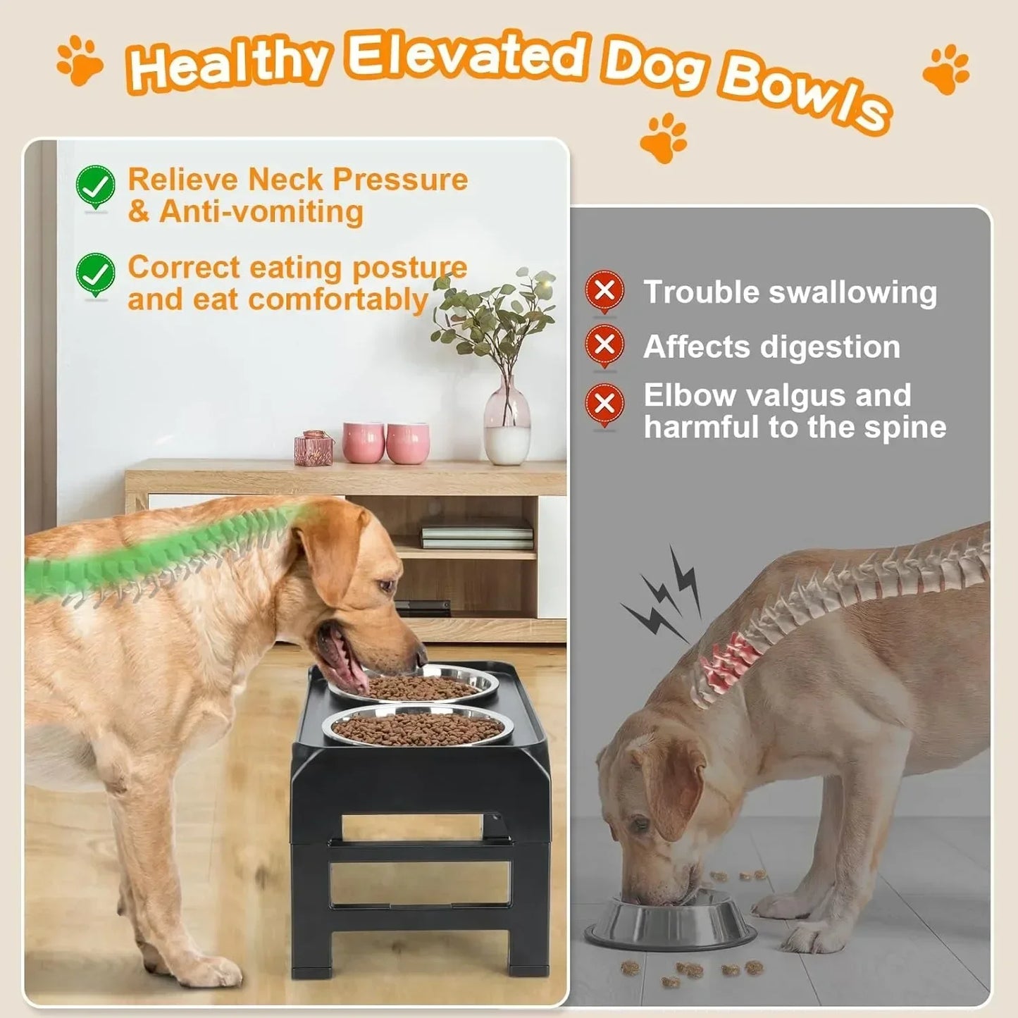 4 Height Adjustable Raised Dog Bowl Stand