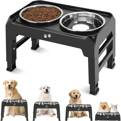 4 Height Adjustable Raised Dog Bowl Stand