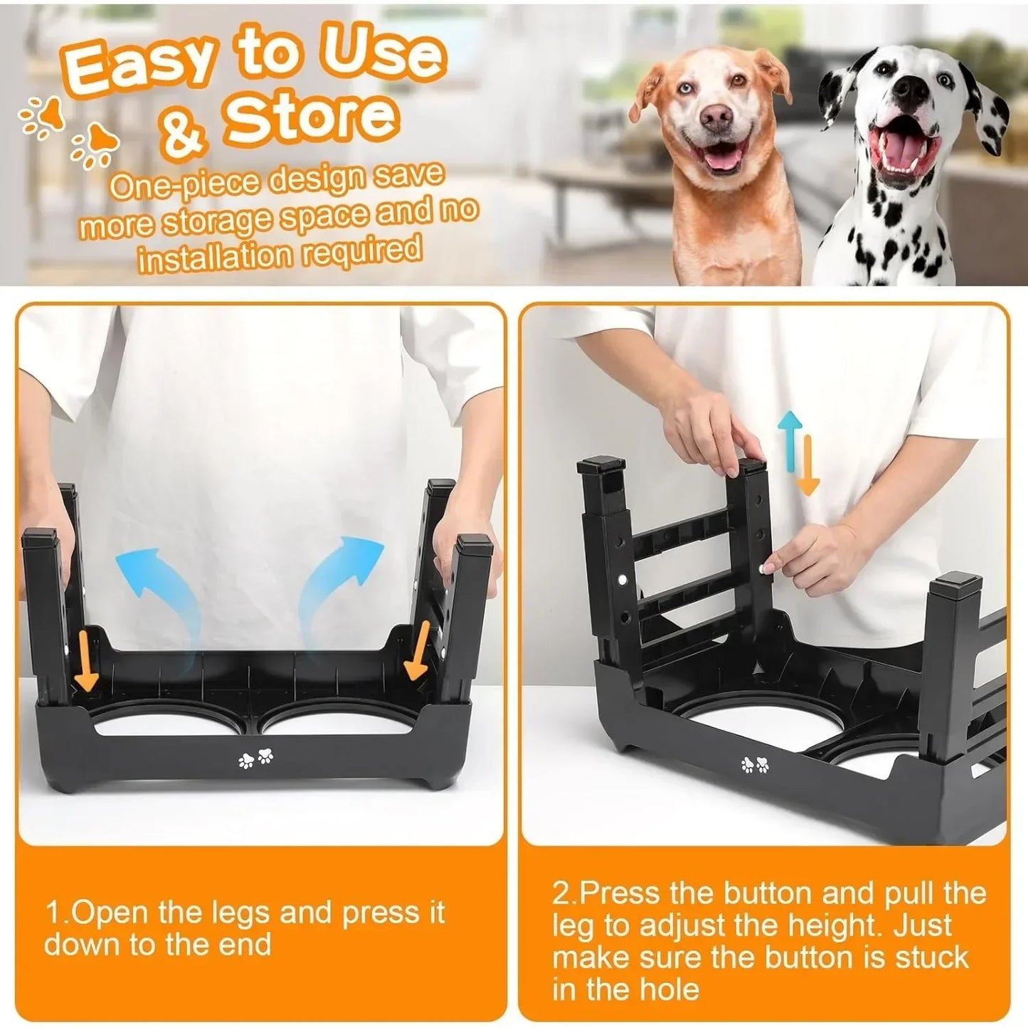 4 Height Adjustable Raised Dog Bowl Stand